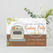 Invitation Cuisine - Retro Stove Brown Orange Blue (Debout devant)