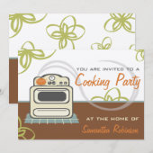 Invitation Cuisine - Retro Stove Brown Orange Blue (Devant / Derrière)