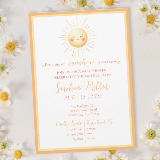 Invitation Cuisine Sunshine Baby shower de Boho orange et jau