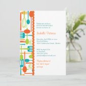 Invitation Cuisine Ustensiles Stock la Fête de l'mariée de cu (Debout devant)