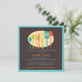 Invitation Cuisine Ustensiles Stock la Fête de l'mariée de cu (Debout devant)