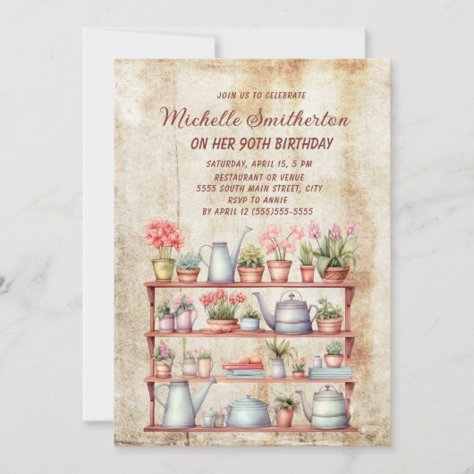 Invitation Cuisine Vintage rustique 90e anniversaire (Devant)