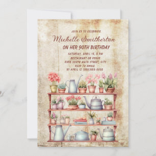 Invitation Cuisine Vintage rustique 90e anniversaire