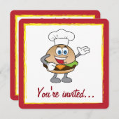 Invitation Cuisiner avec du cheeseburger (Devant / Derrière)