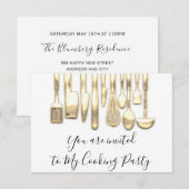 Invitation Cuisinier de fête Cuisinier doré Cuisine dorée bla (Devant / Derrière)