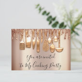 Invitation Cuisinier de fête de cuisine Chef Cuisine Rose Gol (Debout devant)