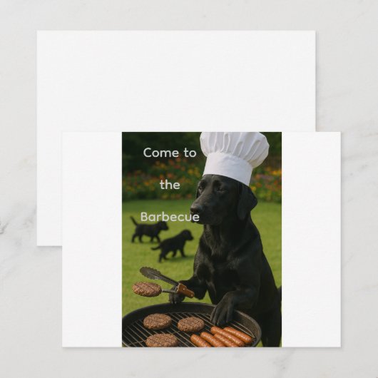 Invitation Cuisinier de grillade Labrador noir drôle (Devant / Derrière)