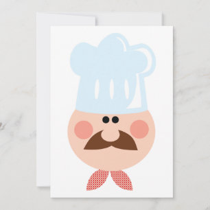 Invitation Cuisinier Italien avec Moustache et Chapeau