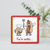 Invitation Cuisinière de fromages et de chiens chauds (Debout devant)