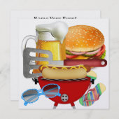 Invitation Cuisson barbecue - 4 juillet (Devant / Derrière)