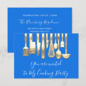 Invitation Cuisson Chef de fête Ustensiles de cuisine dorés B (Devant / Derrière)