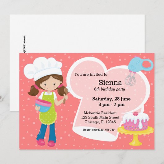 Invitation Cuisson * choisir la couleur arrière - plan (Devant / Derrière)