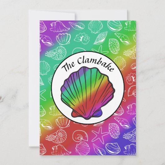 Invitation Cuisson Clambake Arc-en-ciel Clam Motif Cookies (Devant)