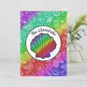 Invitation Cuisson Clambake Arc-en-ciel Clam Motif Cookies (Debout devant)