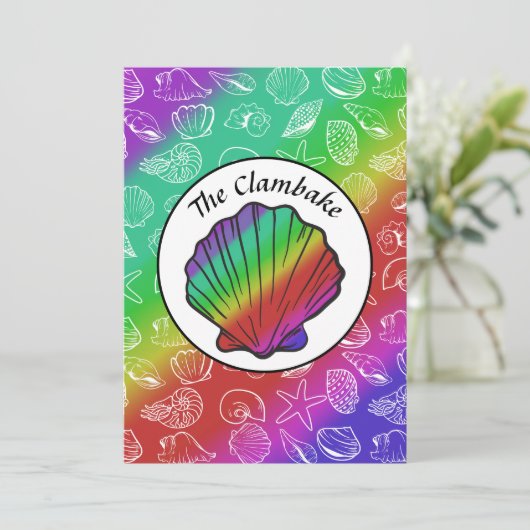 Invitation Cuisson Clambake Arc-en-ciel Clam Motif Cookies (Debout devant)