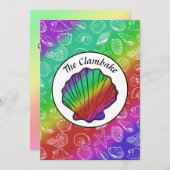 Invitation Cuisson Clambake Arc-en-ciel Clam Motif Cookies (Devant / Derrière)