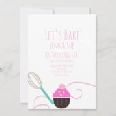 Invitation Cuisson Cupcake Décoration Anniversaire rose (Devant)