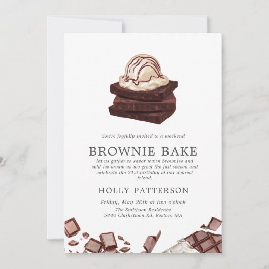Invitation Cuisson de brownies | Petite réunion sur le thème (Devant)