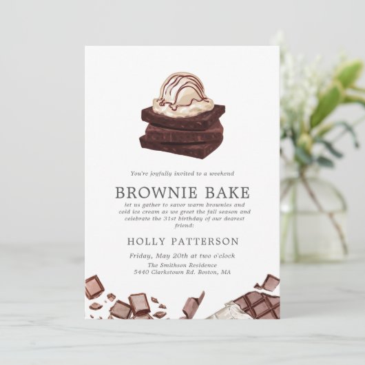 Invitation Cuisson de brownies | Petite réunion sur le thème (Debout devant)