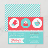 Invitation Cuisson de Cupcakes Modernes Fête d'Anniversaire (Devant / Derrière)