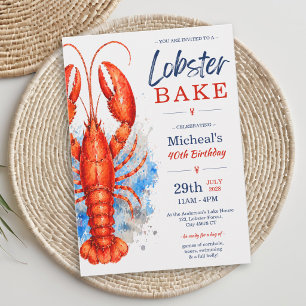 Invitation Cuisson du homard à l'aquarelle 40e anniversaire