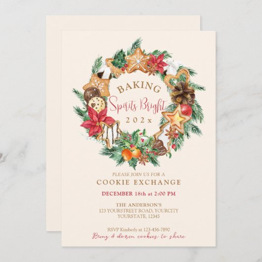 Invitation Cuit avec amour Pain d'épices Échange de biscuits (Devant / Derrière)
