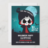 Invitation Cuite Éffrayante Grim Reaper Halloween Trick ou tr (Devant)