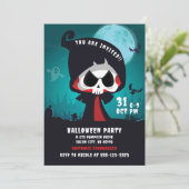 Invitation Cuite Éffrayante Grim Reaper Halloween Trick ou tr (Debout devant)