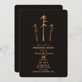 Invitation Cuivre Bronze Hauts Pins Rustique Fiançailles (Devant / Derrière)