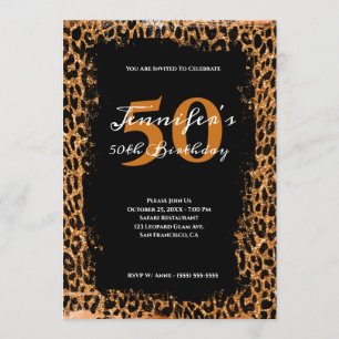 Invitation Cuivre et Noir Glam Léopard Safari 50e Anniversair