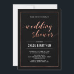 Invitation Cuivre et noir | Wedding shower moderne simple<br><div class="desc">Célébrez votre journée spéciale avec cette élégante invitation wedding shower moderne. Ce design présente une typographie chic texturée en cuivre avec un arrière - plan noir.</div>