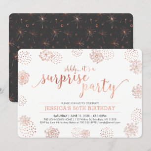 Invitation Cuivre Fête d'anniversaire surprise moderne 50 a