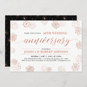 Invitation Cuivre   Floral moderne 40e anniversaire Mariage