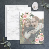 Invitation Cuivre Géométrique Rose Floral Vellum Superpositio