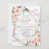 Invitation Cuivre Marbre géométrique rose rose Floral Douche  (Devant)