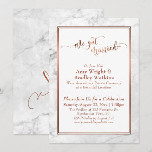 Invitation Cuivre Nous sommes mariés Célébration en marbre bl