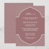 Invitation Cuivre Rose marocain musulman Aqiqah (Devant / Derrière)