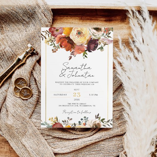 Invitation Cuivre rustique Brown Foliage Mariage de automne b