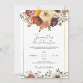 Invitation Cuivre rustique Brown Foliage Mariage de automne b (Devant)