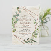 Invitation Cuivre rustique Géométrique Verdure Mariage élégan (Debout devant)