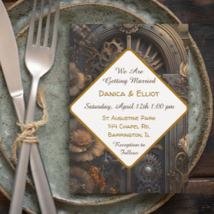Invitation Cuivre Steampunk Mariage unique