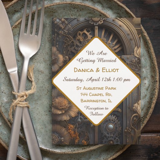 Invitation Cuivre Steampunk Mariage unique