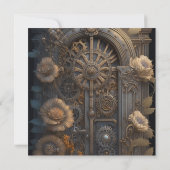 Invitation Cuivre Steampunk Mariage unique Enregistrer la dat (Dos)