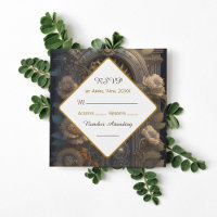 Cuivre Steampunk Mariage unique RSVP