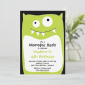 Invitation Cul-Petit-Monster Bash Fête d'anniversaire Lime (Debout devant)