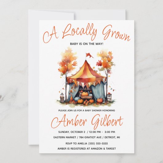 Invitation Cultivé localement, le Baby shower des fermiers d' (Devant)