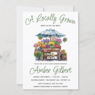 Invitation Cultivé localement, le Baby shower des fleurs des 
