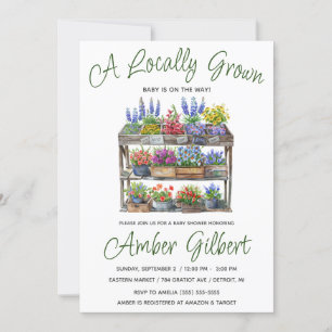 Invitation Cultivé localement, le Baby shower des fleurs des 