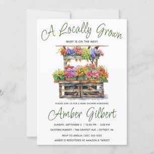 Invitation Cultivé localement, le Baby shower des fleurs des 
