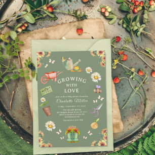 Invitation Cultiver avec amour Baby shower vert